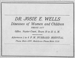 Ad from the Nashville Globe newspaper for Dr. Josie E. Wells